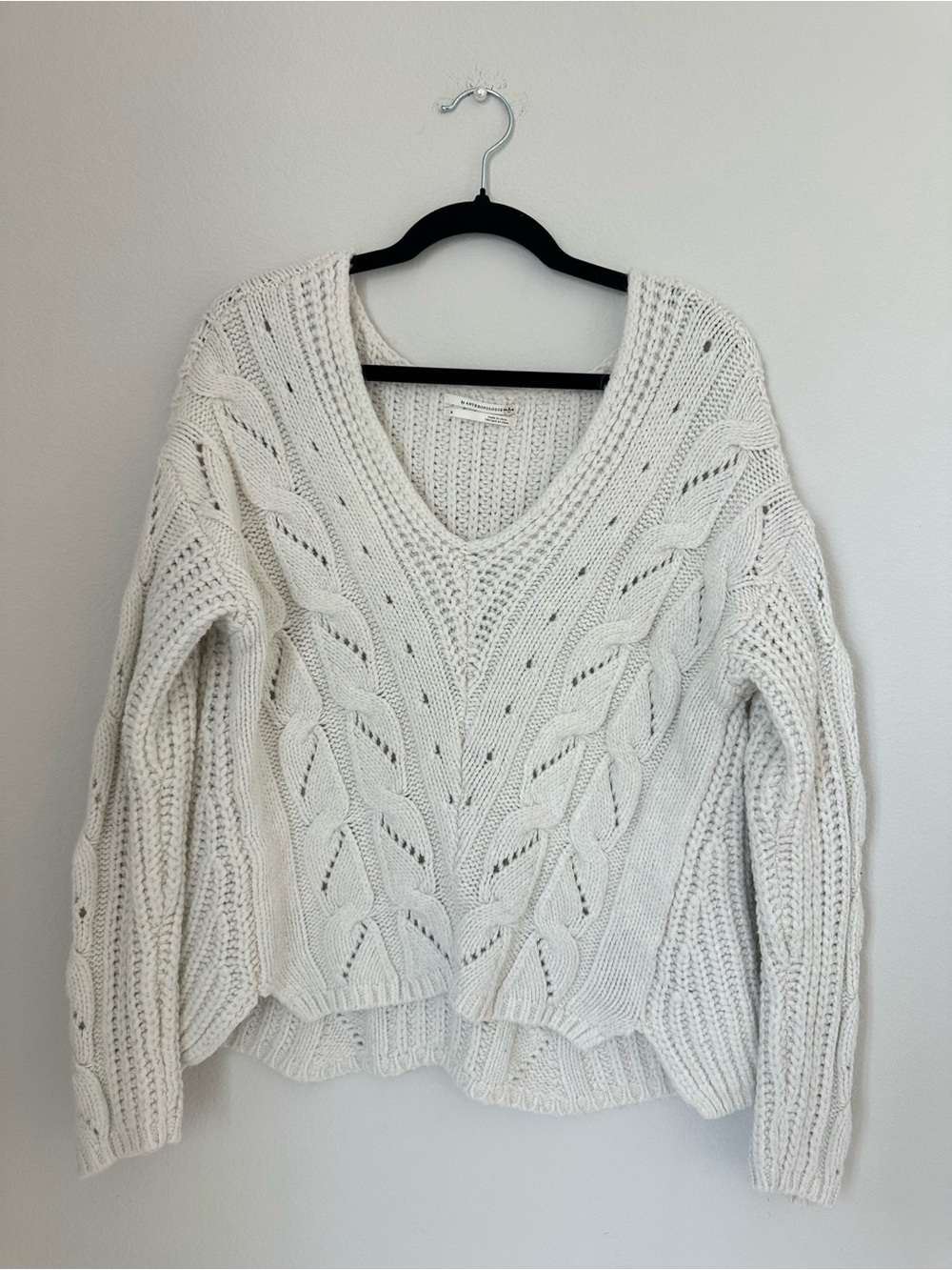 Anthropologie Ramona Cable Knit Sweater White